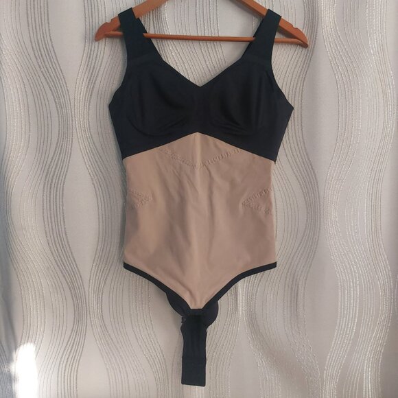 Honeylove Shapewear Thong Bodysuit Black Cami LARGE V Neck Like New - Picture 7 of 11